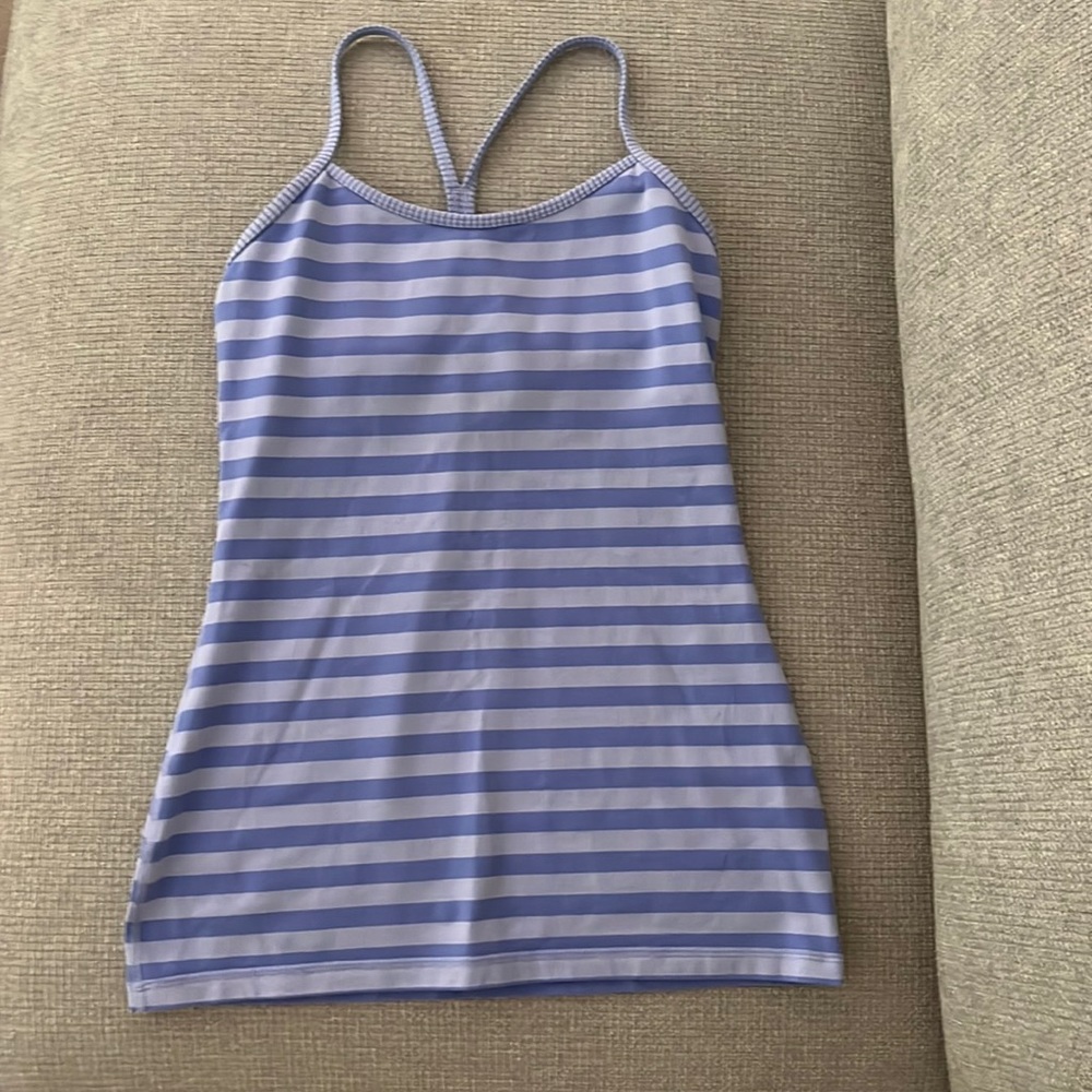 Vintage Discontinued Lululemon Lilac & Lavender Striped Power Y Tank